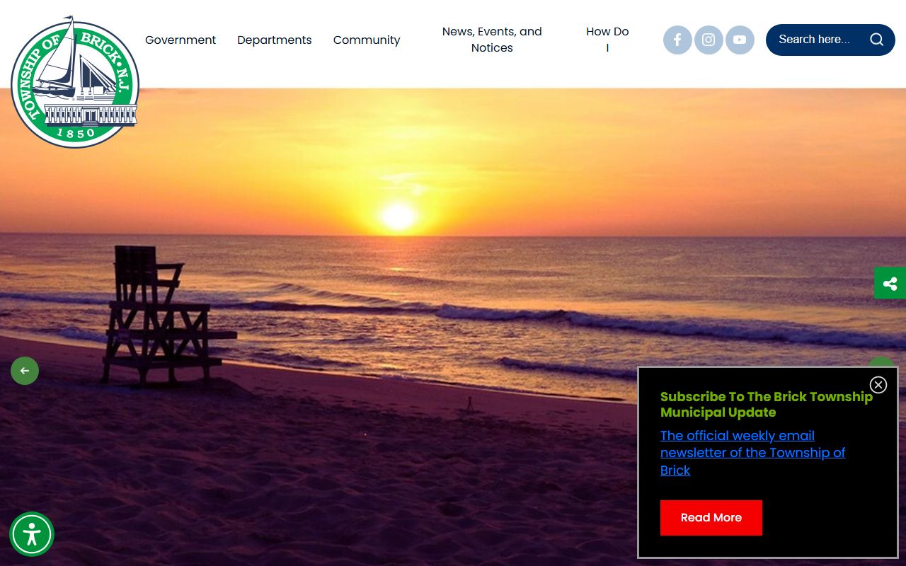 Official Brick Township website for jail roster information