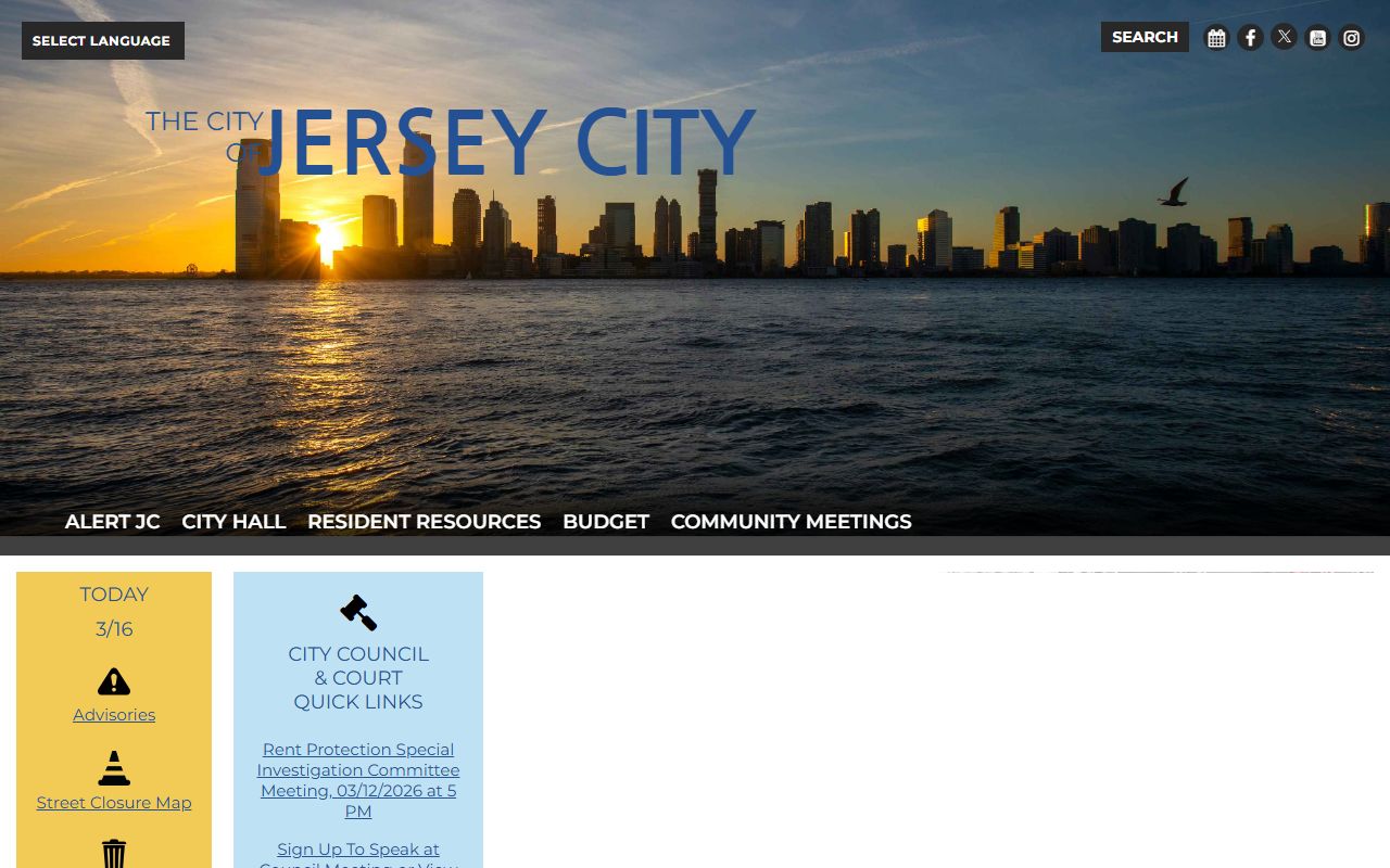 Official City of Jersey City website for jail roster information