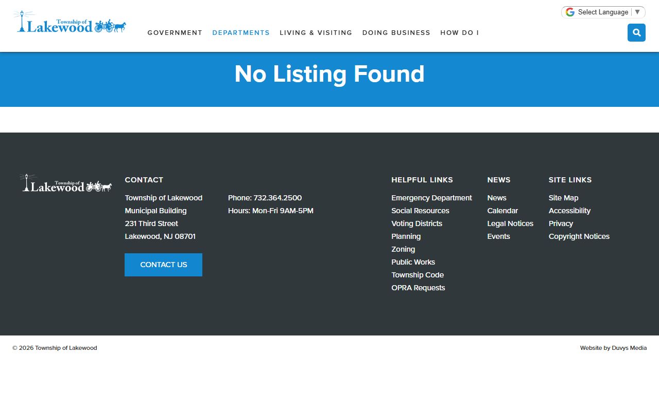 Lakewood Police Department page for arrest records and jail roster information