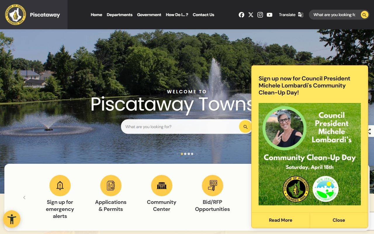 Official Piscataway Township website with government services and jail roster information