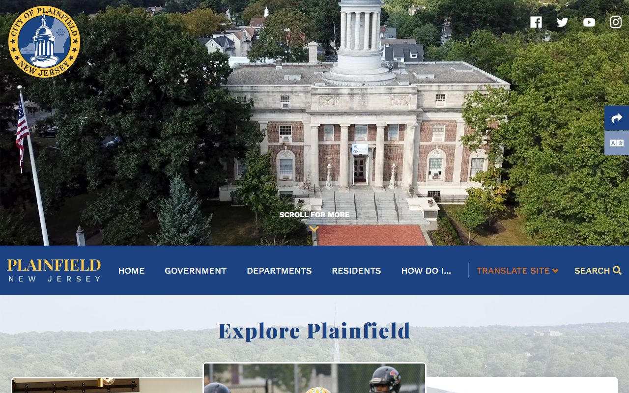 Official City of Plainfield website showing police department and jail roster access