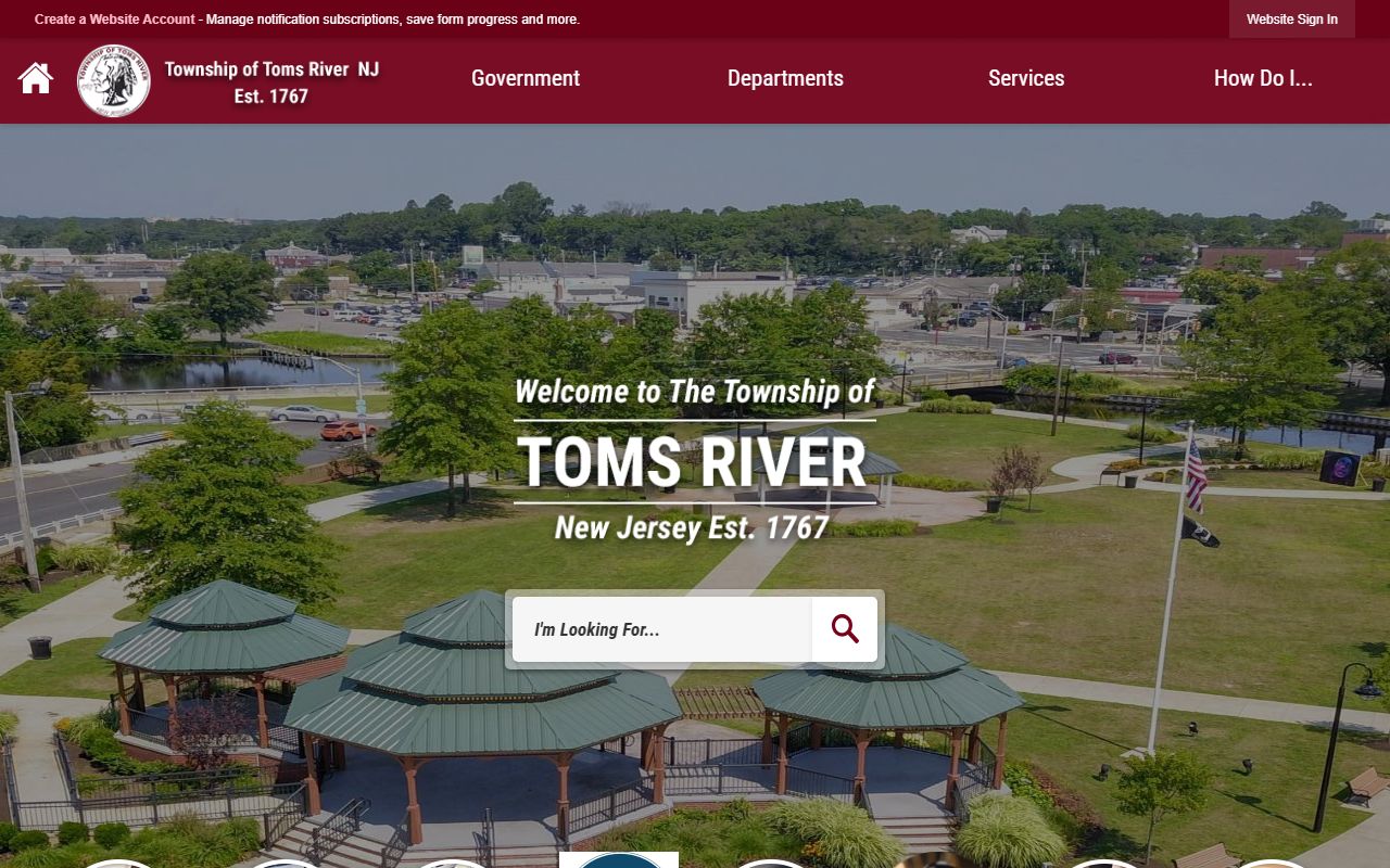 Official Toms River Township website with police department and jail roster information