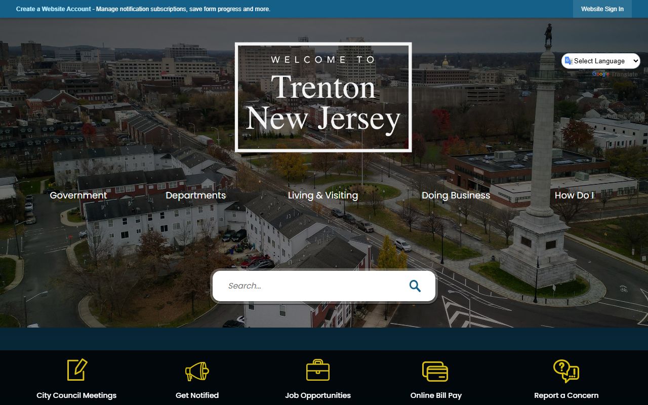 Official City of Trenton website with public safety and police information for jail roster records