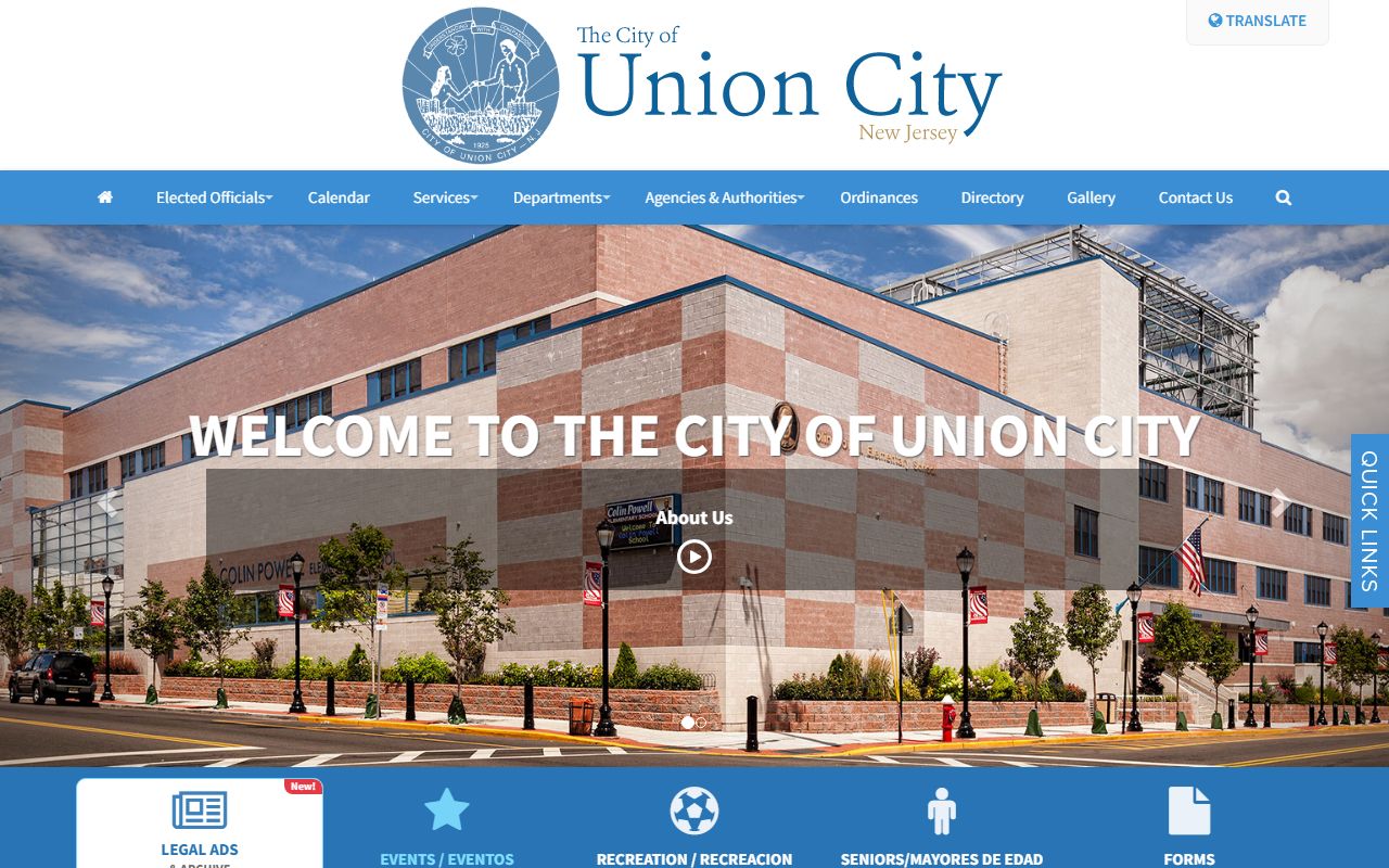 Official City of Union City website showing police department and jail roster access