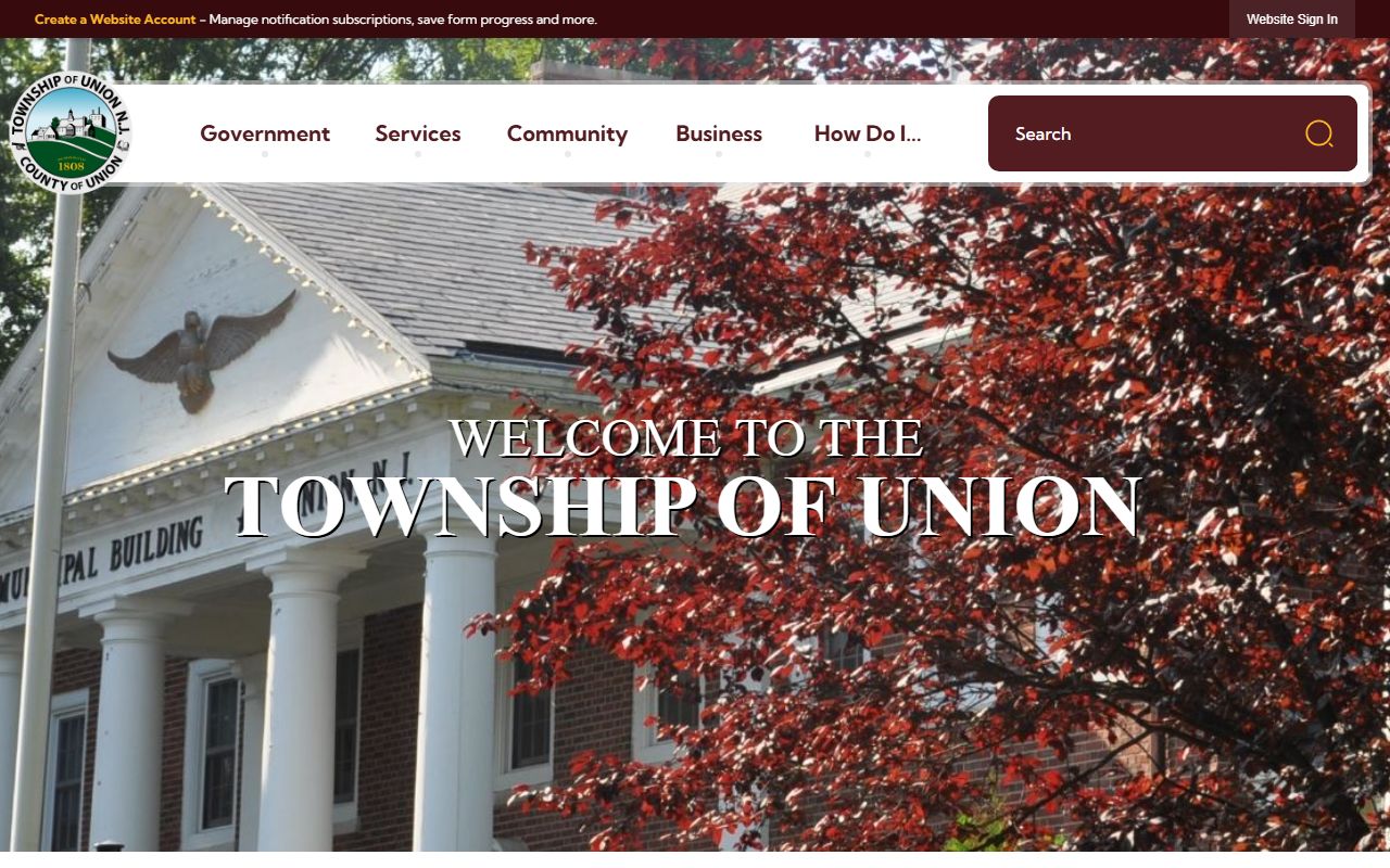 Official Union Township website showing police department and jail roster access