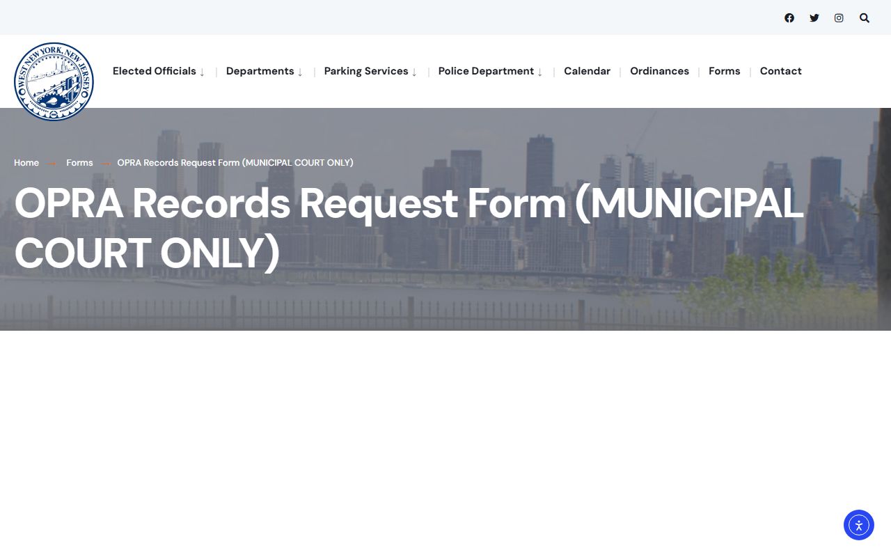 West New York OPRA page for public records requests related to jail roster data