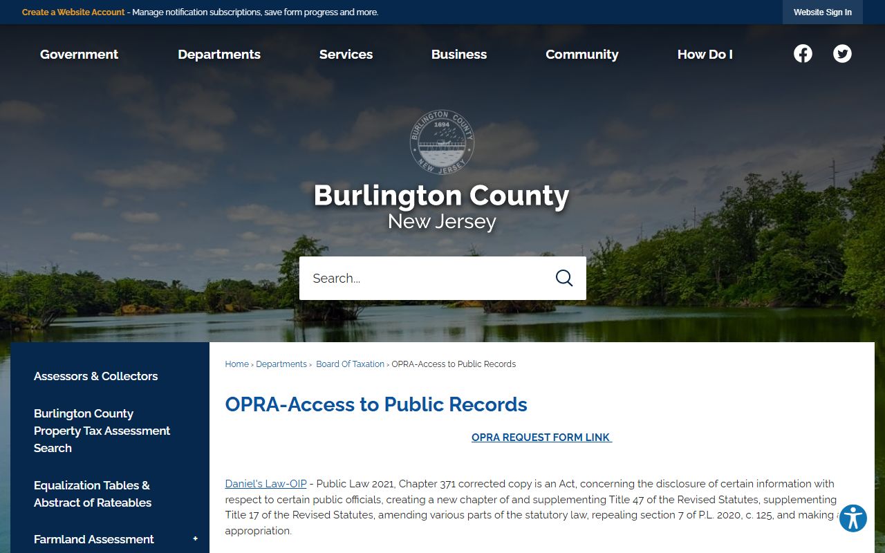 Detailed OPRA access information for Burlington County jail roster