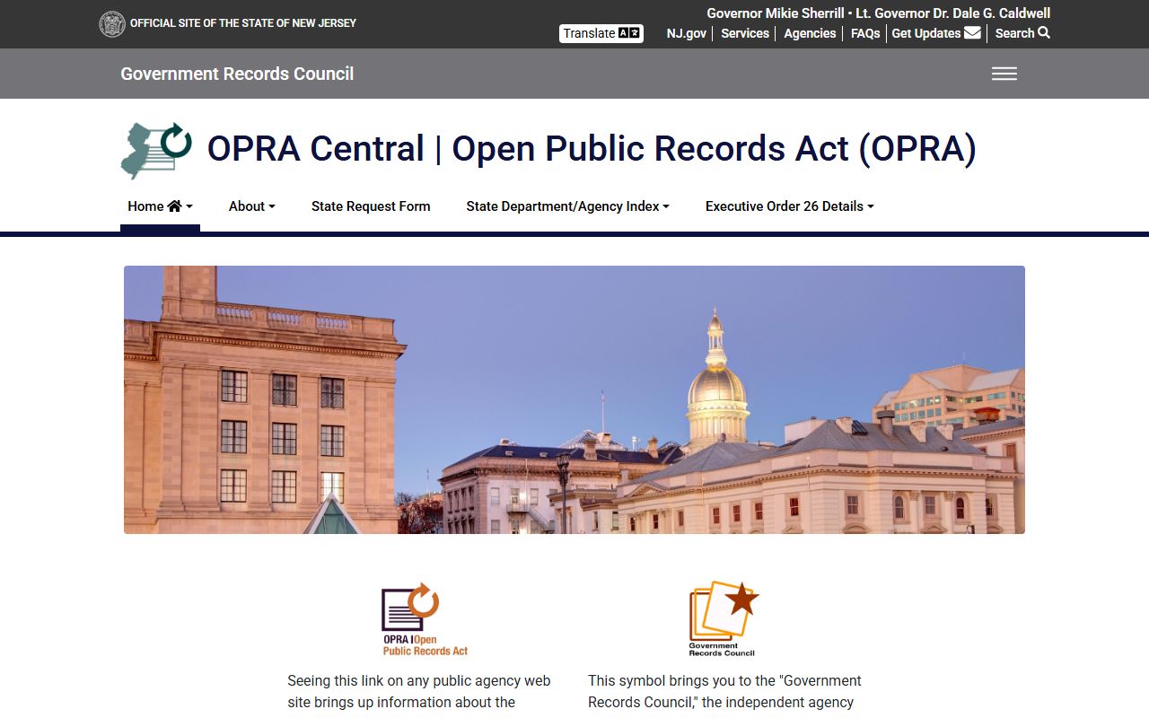 New Jersey Open Public Records Act portal for jail roster requests