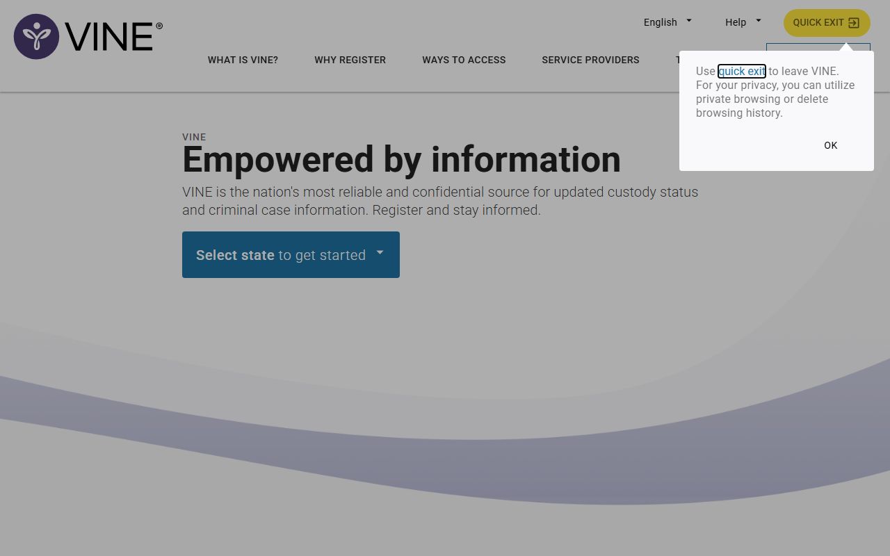 VINE victim notification system for New Jersey jail roster tracking